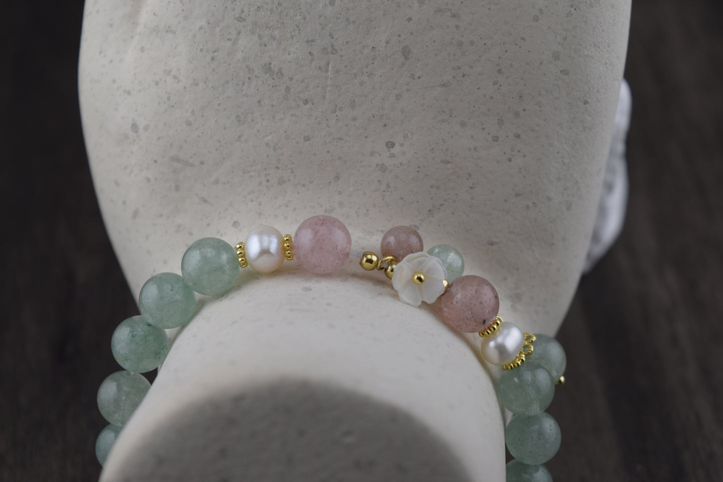 Pink & Aventurine Crystal Bracelet
