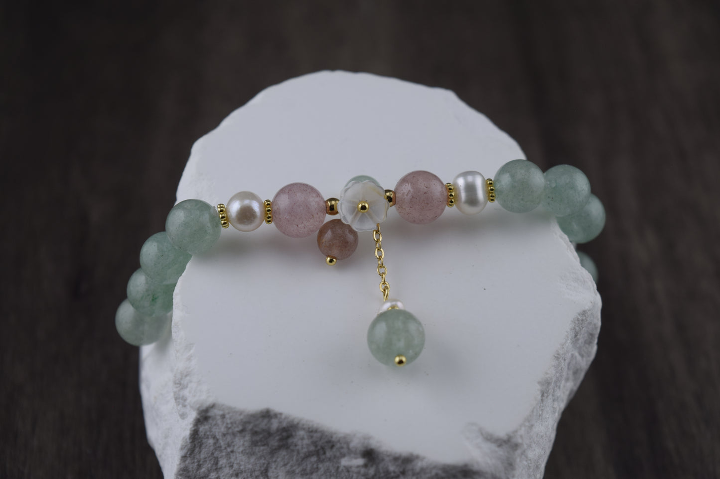 Pink & Aventurine Crystal Bracelet