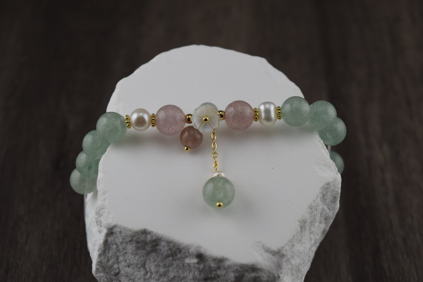 Pink & Aventurine Crystal Bracelet