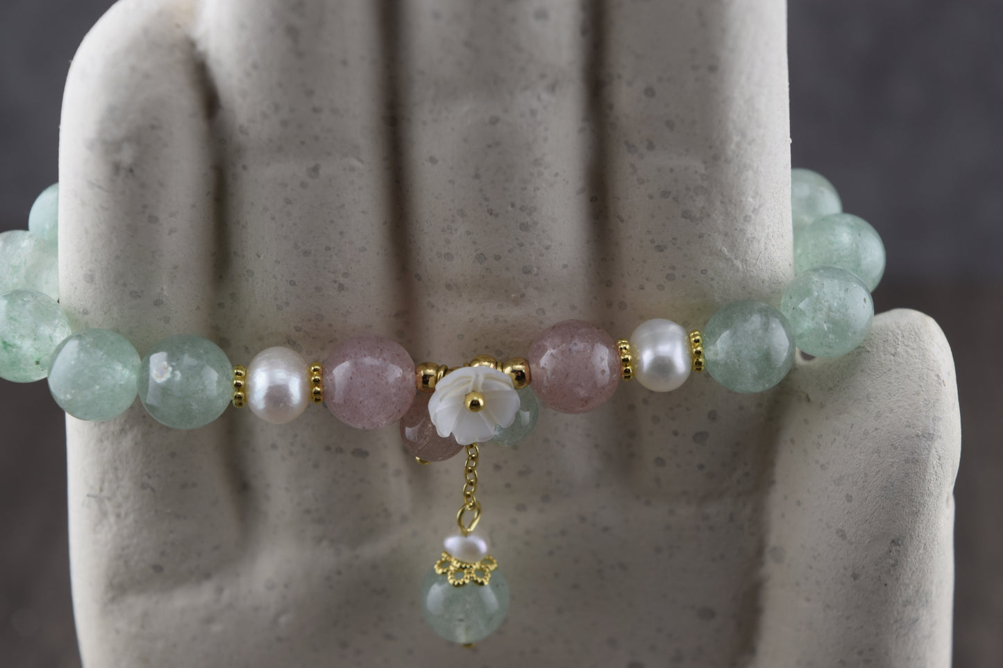 Pink & Aventurine Crystal Bracelet