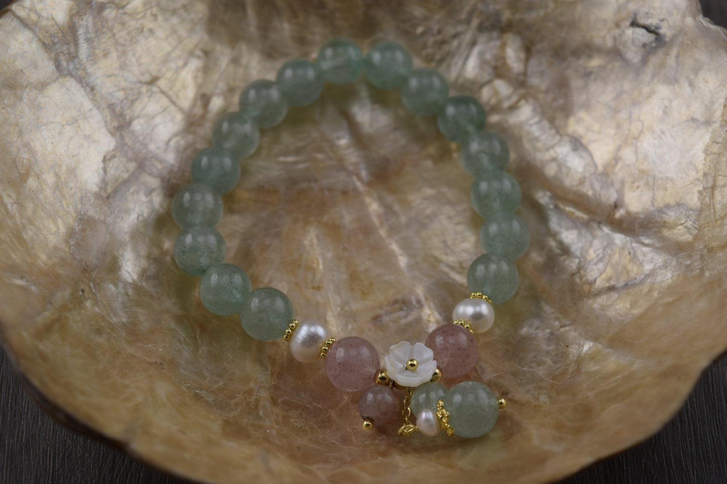 Pink & Aventurine Crystal Bracelet