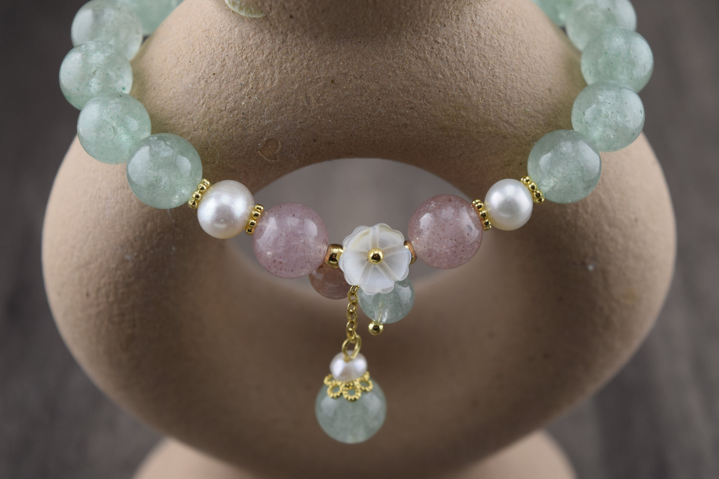 Pink & Aventurine Crystal Bracelet