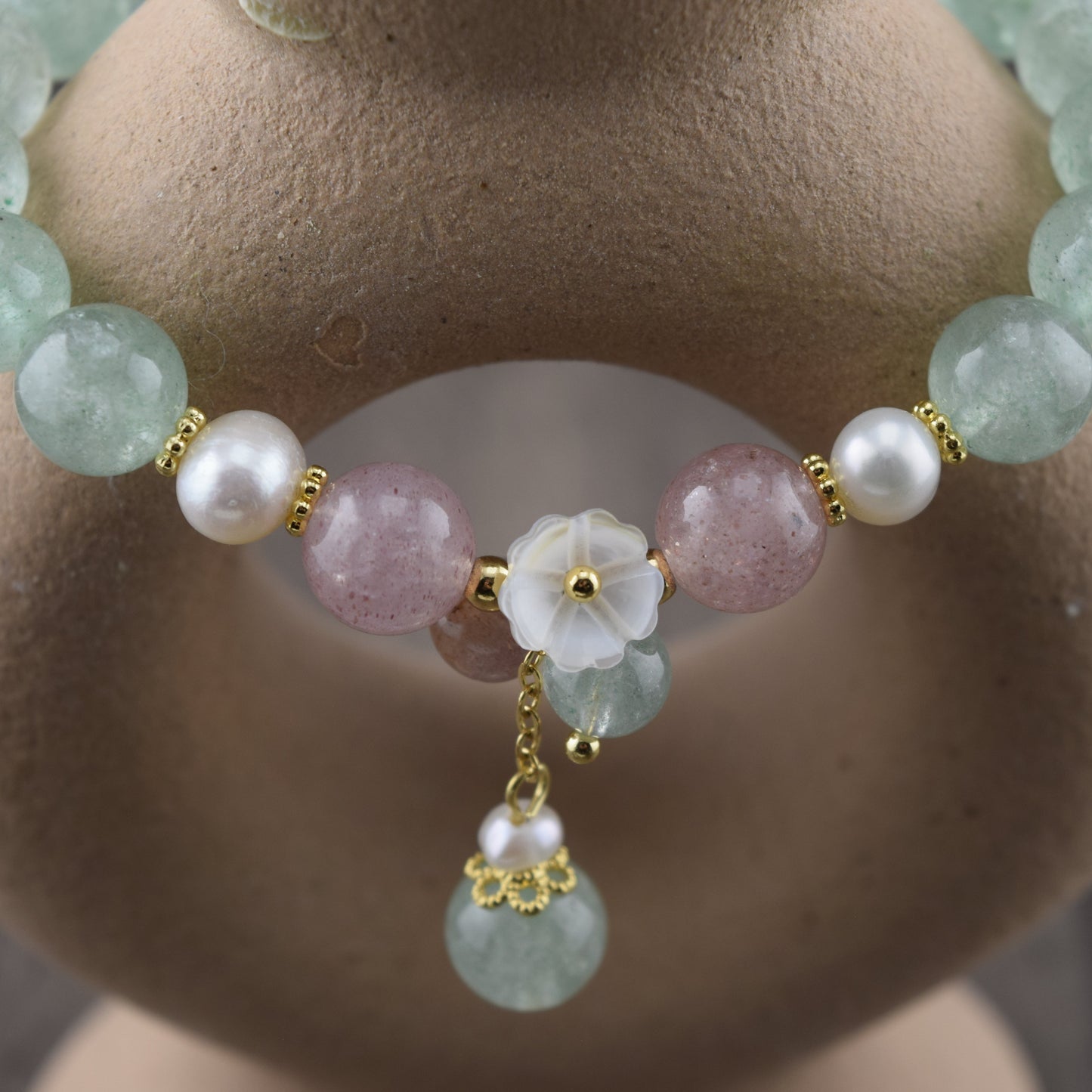 Pink & Aventurine Crystal Bracelet