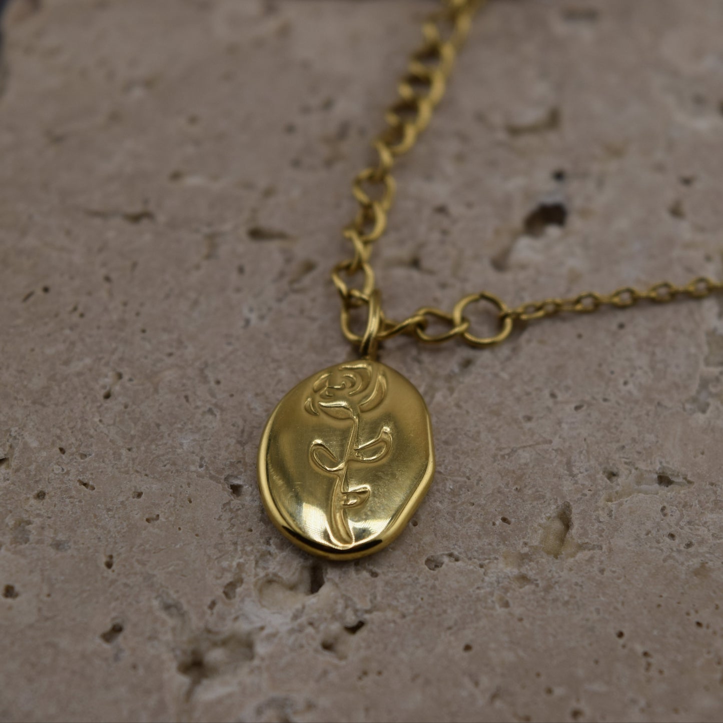 Etched Garden Pendant Necklace – Waterproof /Tarnish-Free / Hypoallergenic