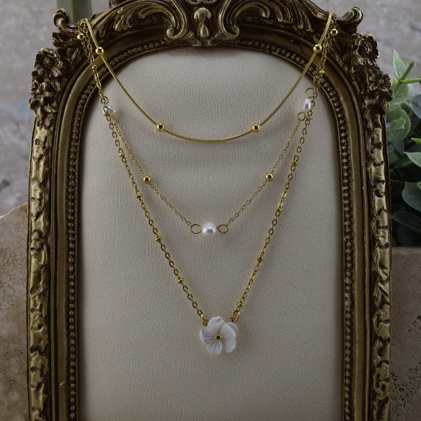 Ivory Sakura Jewelry Set (3) – Tarnish-Free / Waterproof / Hypoallergenic