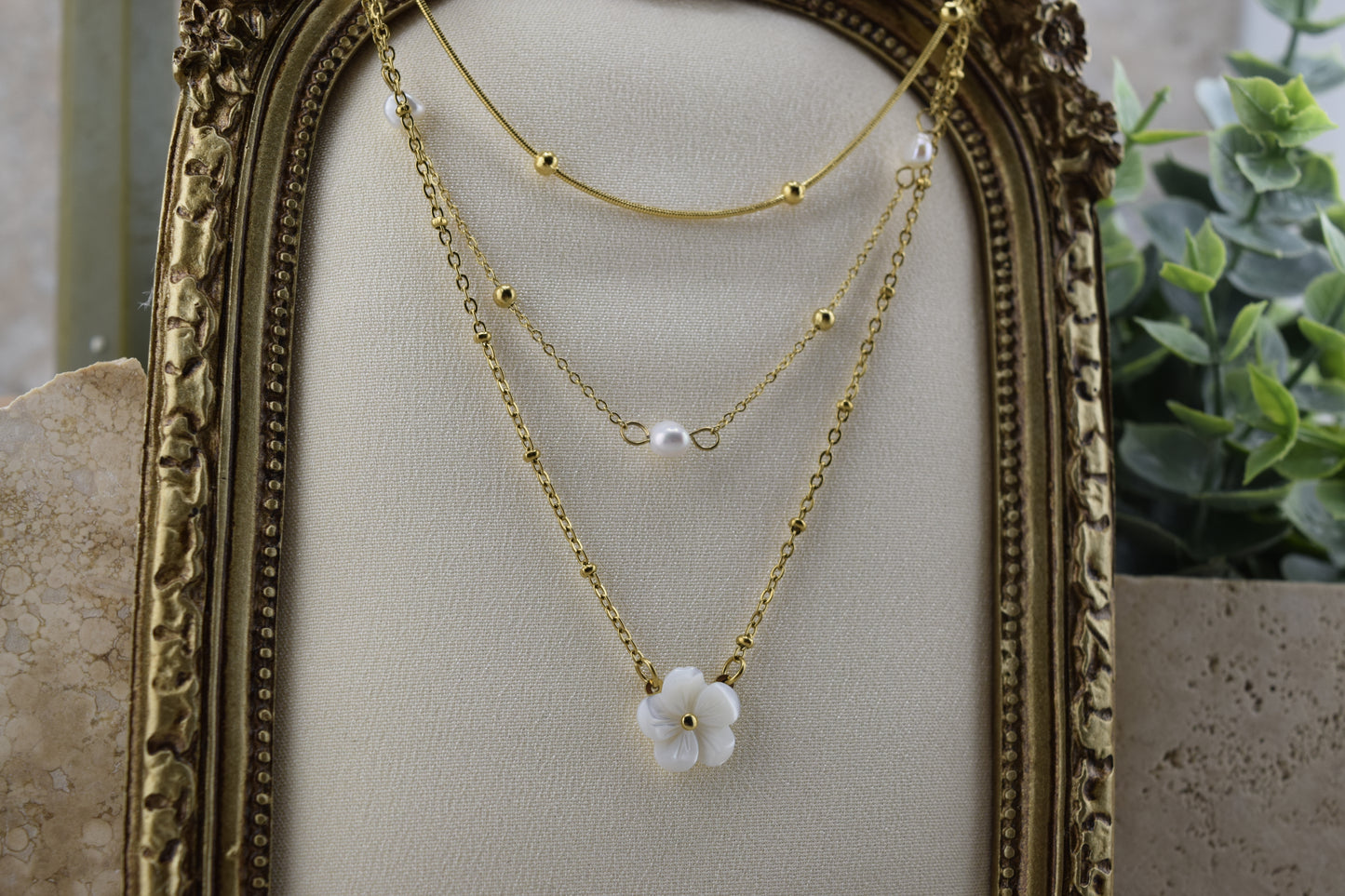 Ivory Sakura Jewelry Set (3) – Tarnish-Free / Waterproof / Hypoallergenic