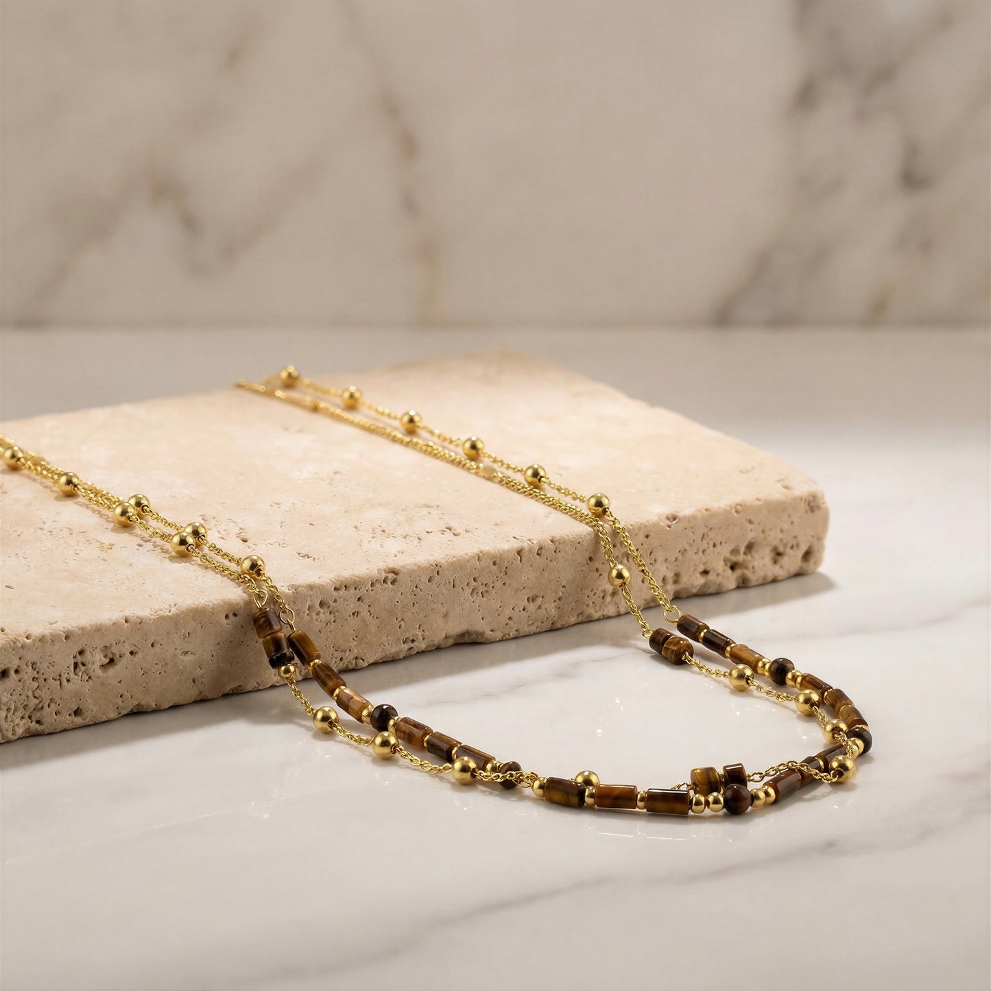 Amber Double Chain - Hypoallergenic / Tarnish-Free / Waterproof