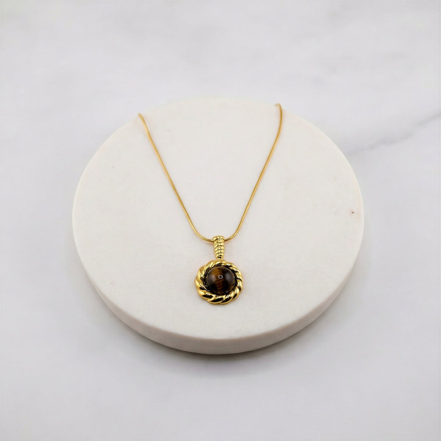 Aurelle Tiger Eye Pendant – Waterproof /Tarnish-Free / Hypoallergenic