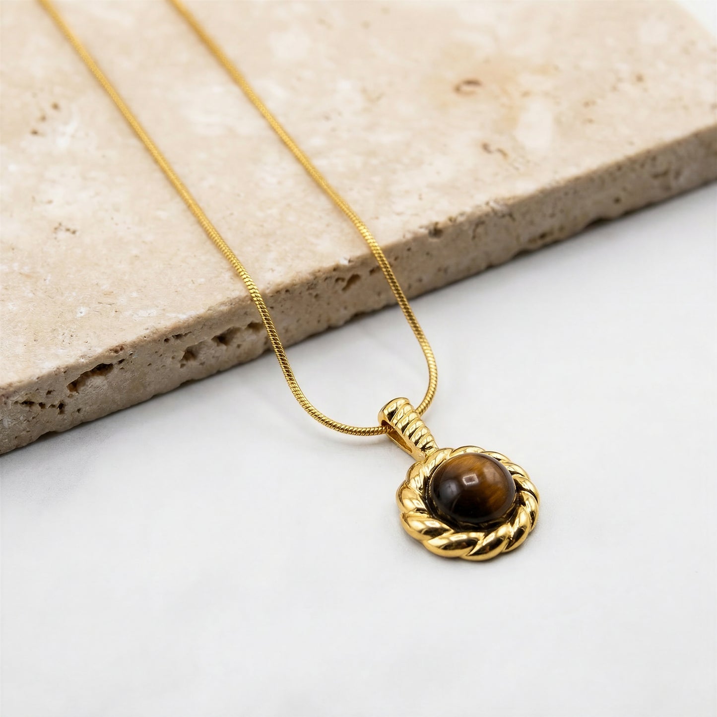 Aurelle Tiger Eye Pendant – Waterproof /Tarnish-Free / Hypoallergenic