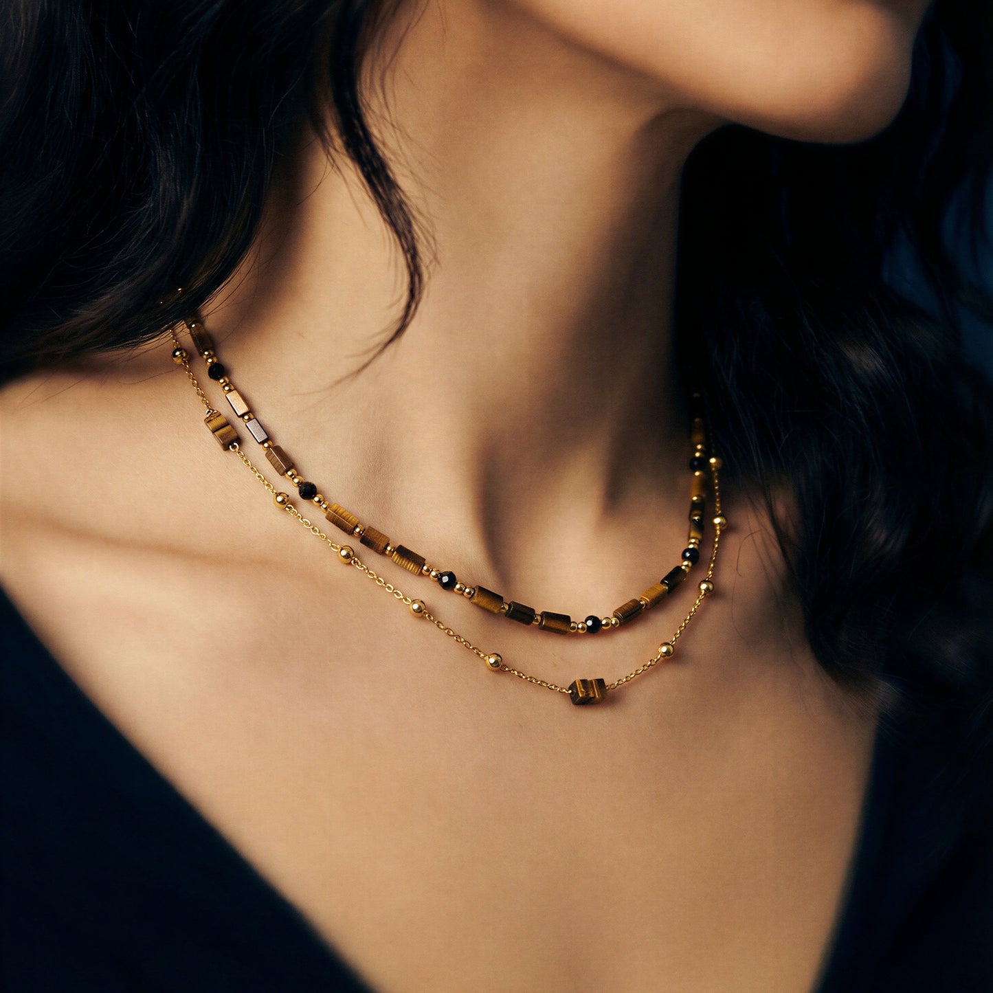 Amber Double Chain - Hypoallergenic / Tarnish-Free / Waterproof