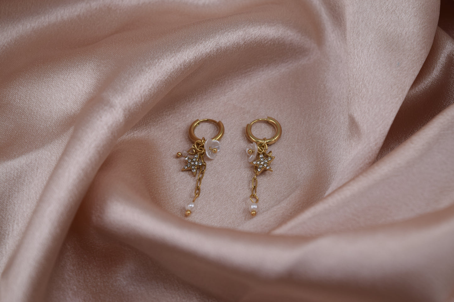 Sakura Dangle Huggies – Waterproof /Tarnish-Free / Hypoallergenic