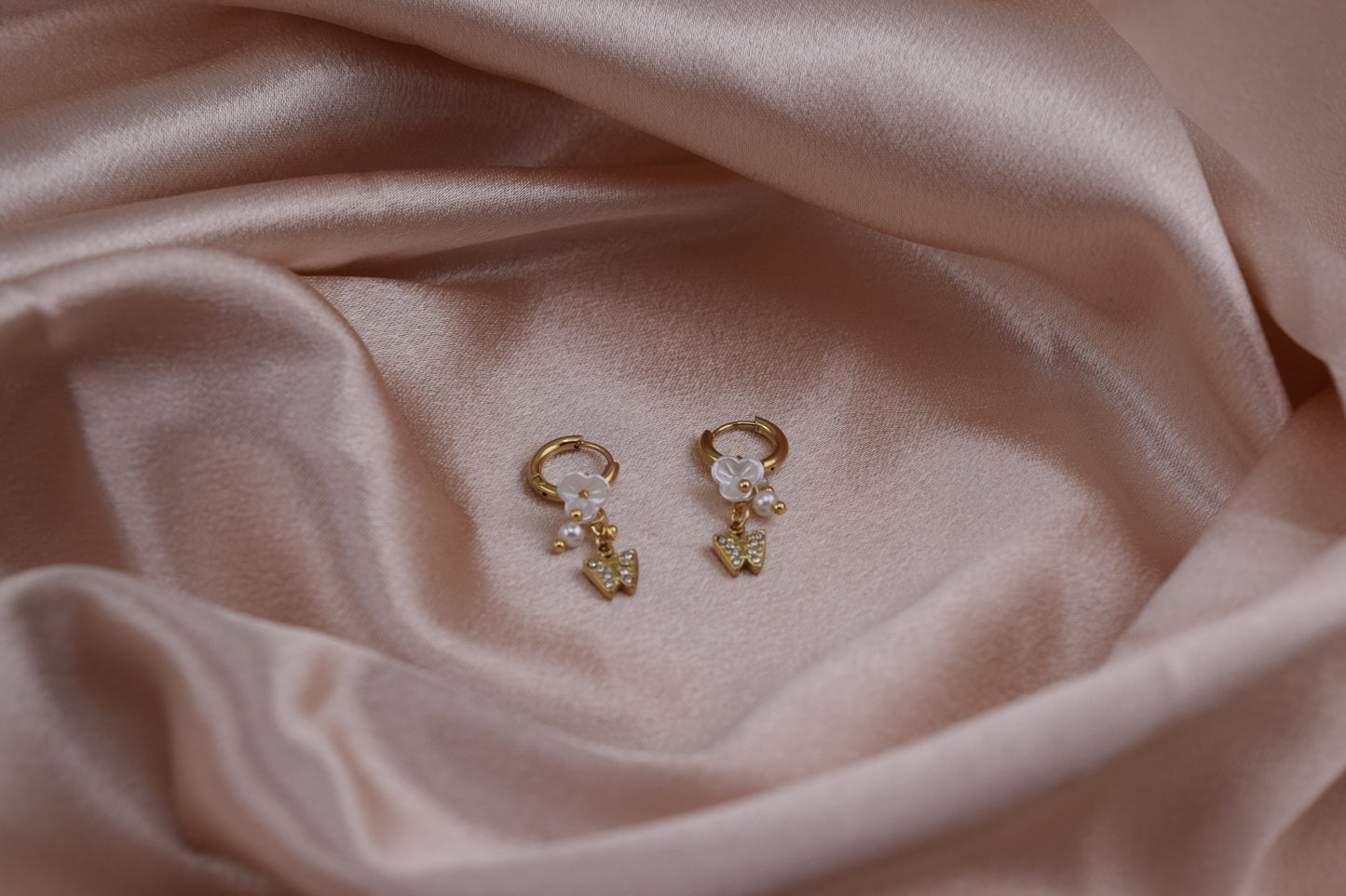 Sakura Dangle Huggies – Waterproof /Tarnish-Free / Hypoallergenic