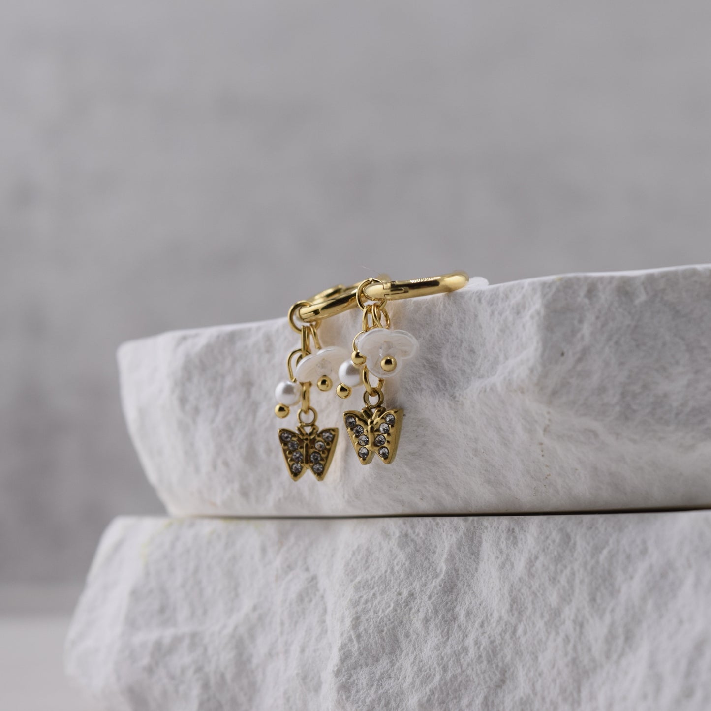 Sakura Dangle Huggies – Waterproof /Tarnish-Free / Hypoallergenic