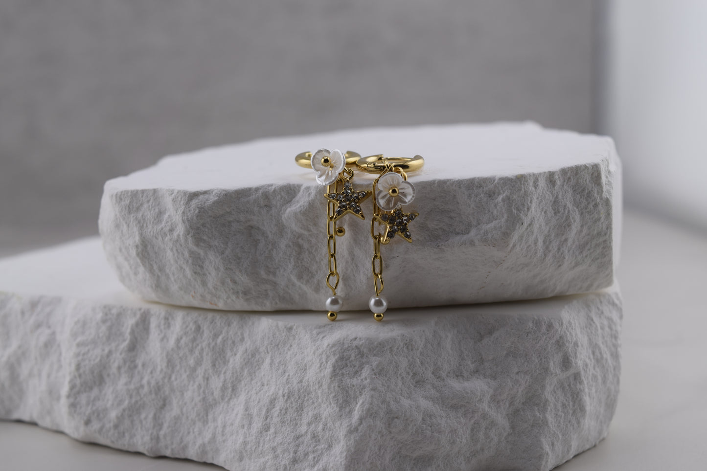 Sakura Dangle Huggies – Waterproof /Tarnish-Free / Hypoallergenic