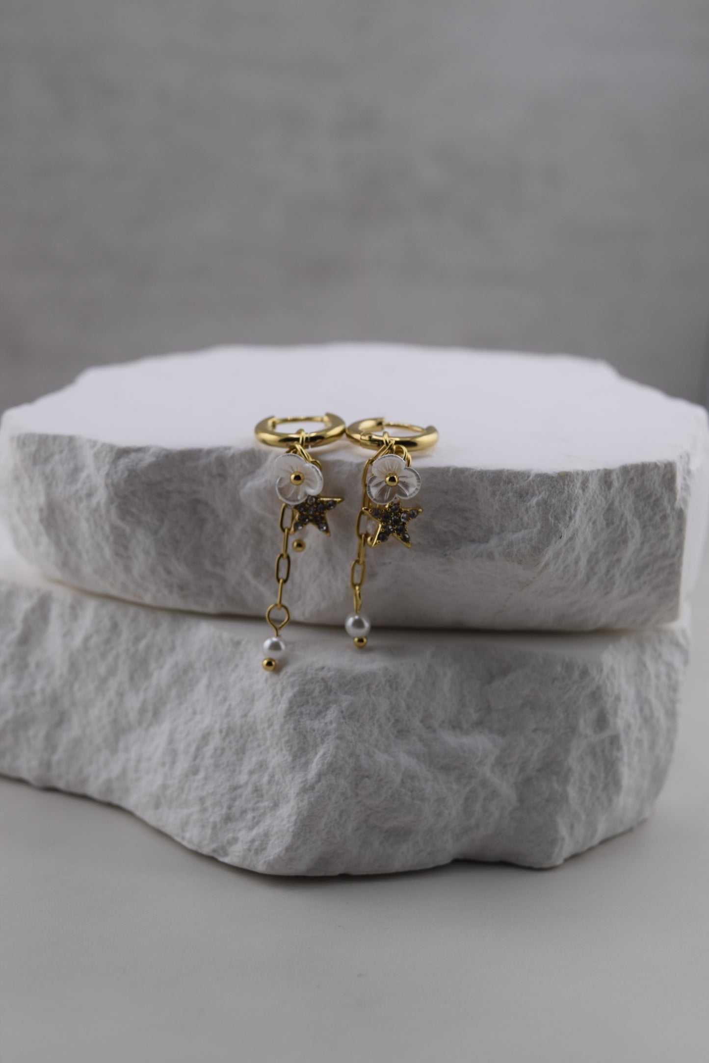 Sakura Dangle Huggies – Waterproof /Tarnish-Free / Hypoallergenic