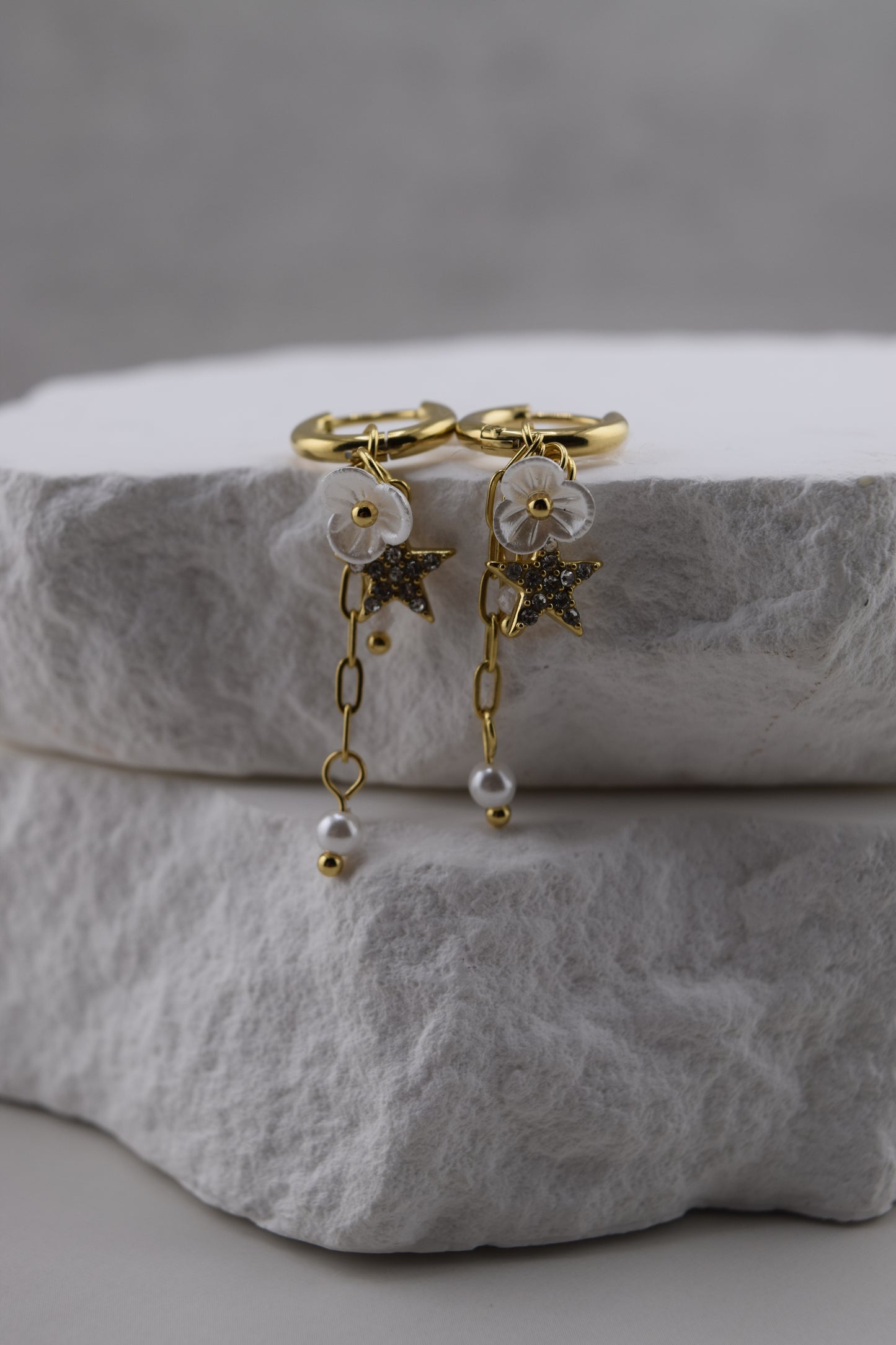 Sakura Dangle Huggies – Waterproof /Tarnish-Free / Hypoallergenic