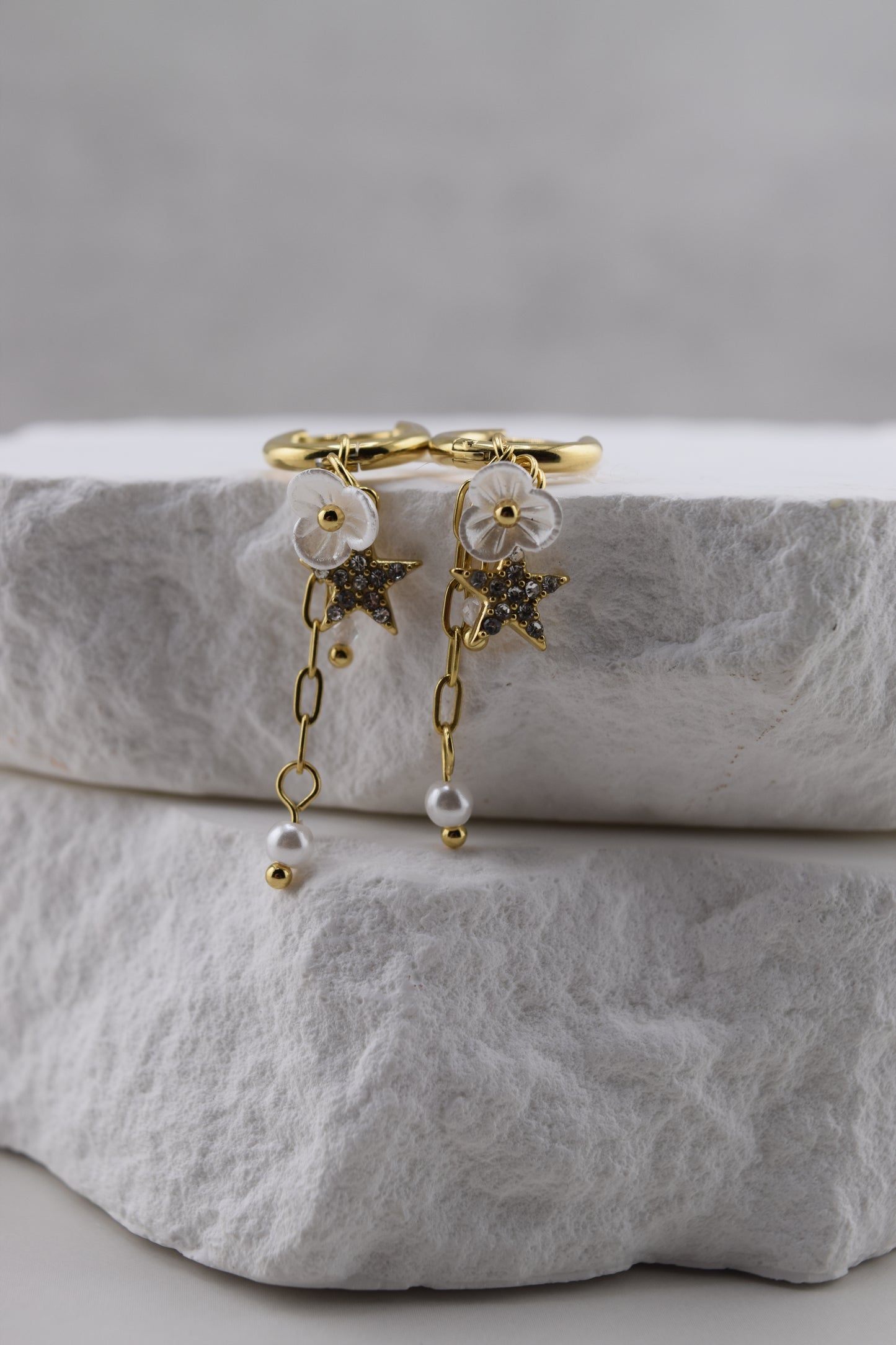 Sakura Dangle Huggies – Waterproof /Tarnish-Free / Hypoallergenic