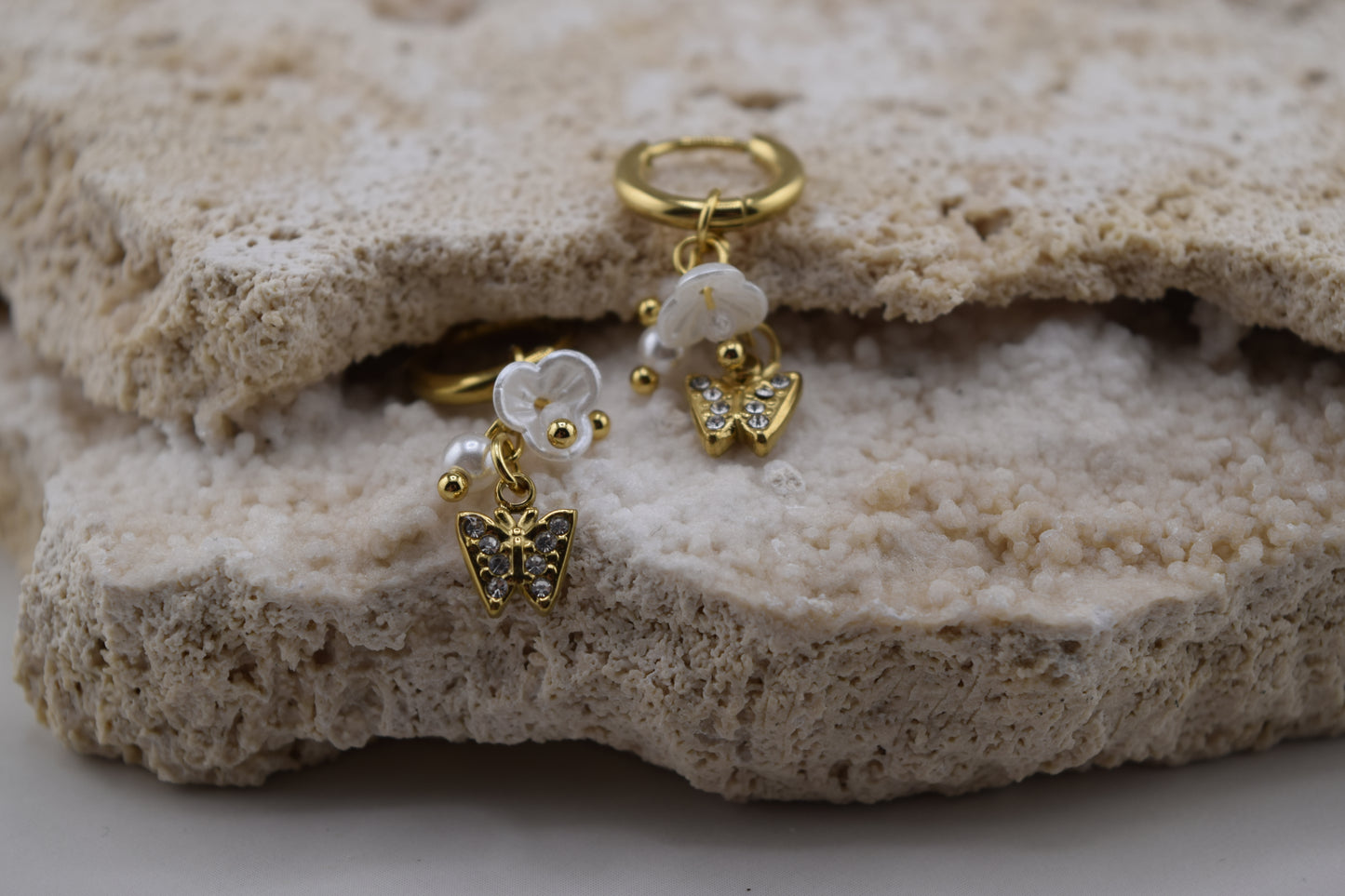 Sakura Dangle Huggies – Waterproof /Tarnish-Free / Hypoallergenic