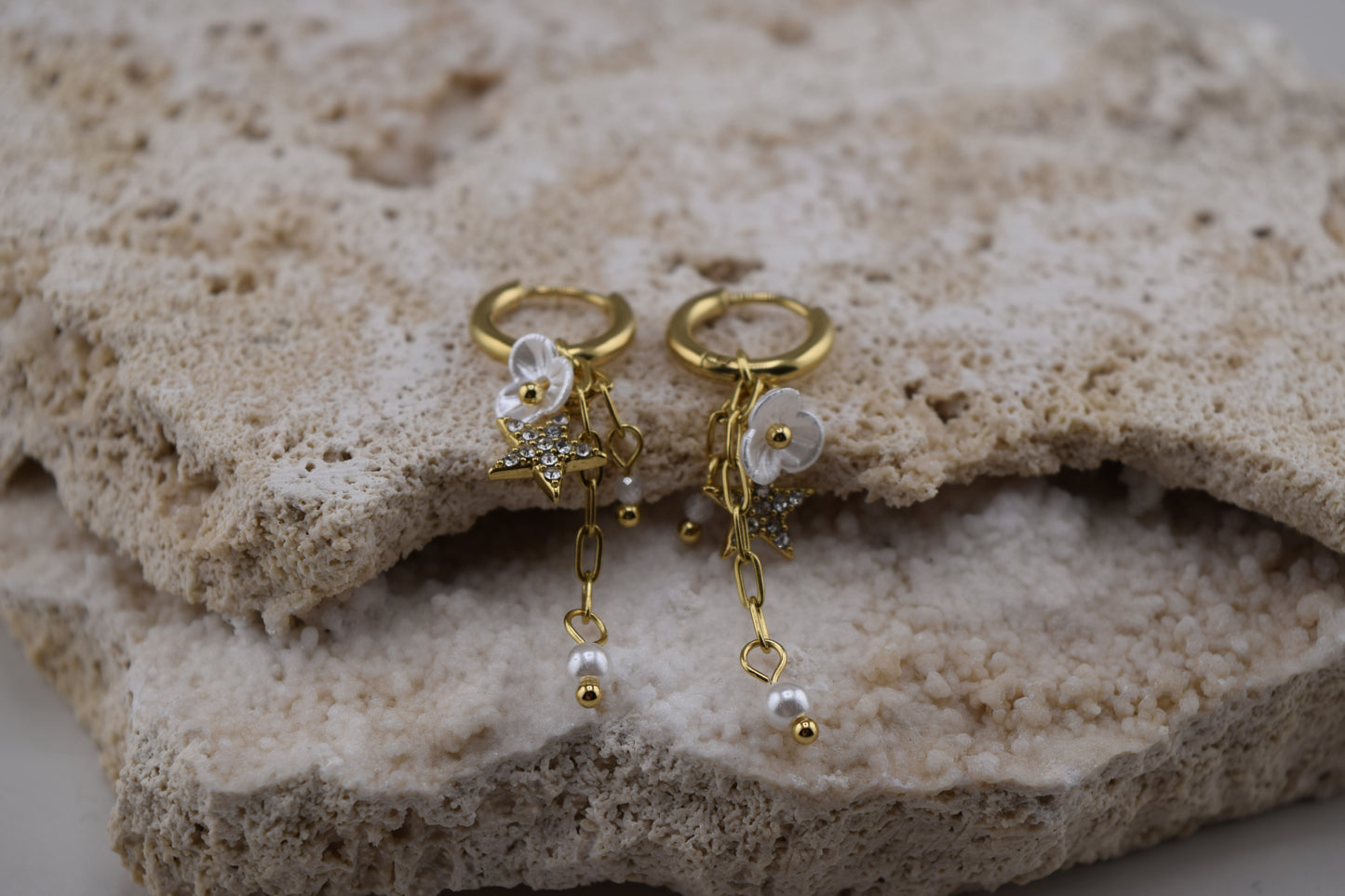 Sakura Dangle Huggies – Waterproof /Tarnish-Free / Hypoallergenic