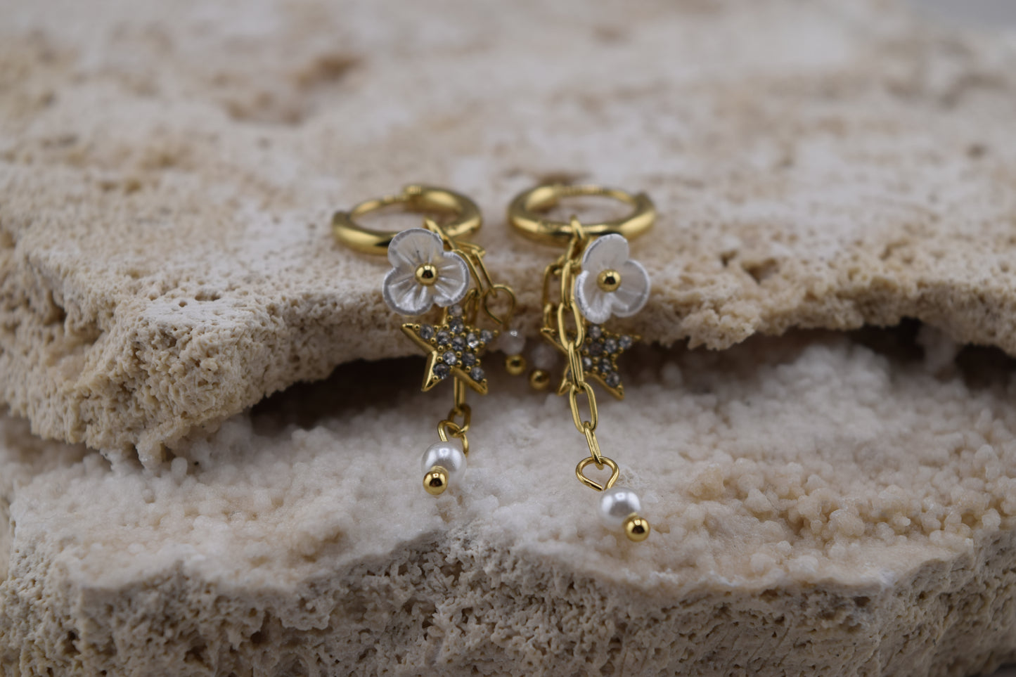 Sakura Dangle Huggies – Waterproof /Tarnish-Free / Hypoallergenic