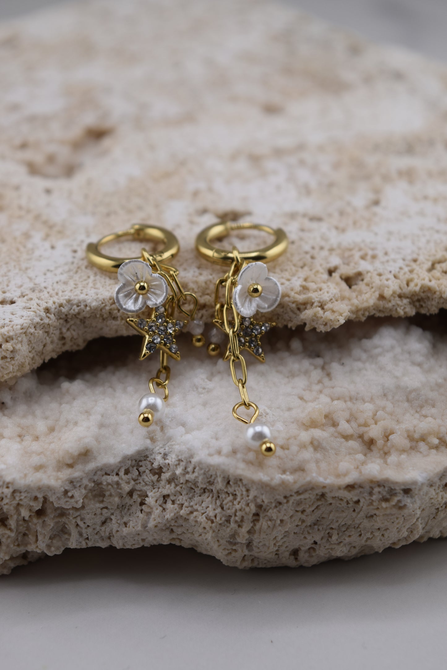 Sakura Dangle Huggies – Waterproof /Tarnish-Free / Hypoallergenic