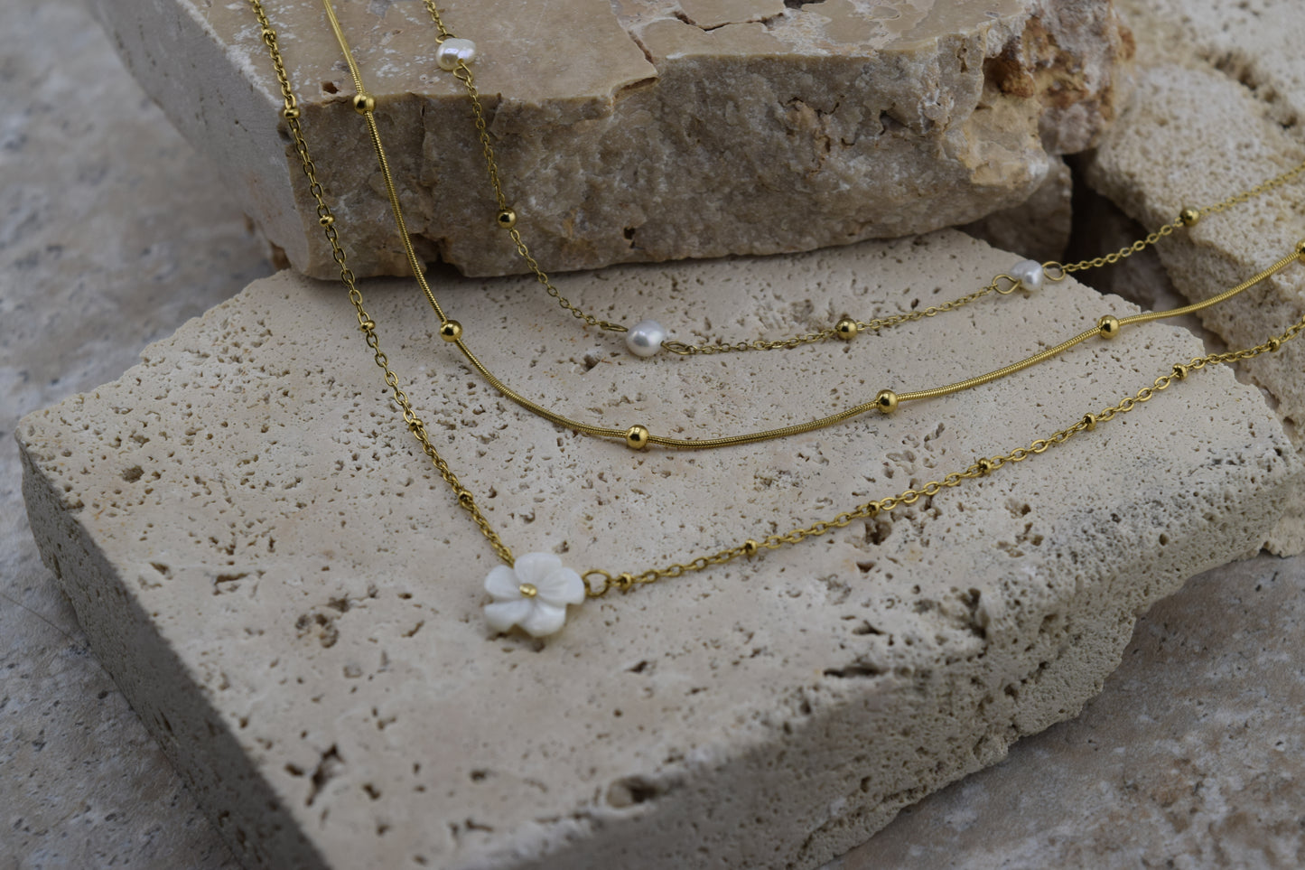 Ivory Sakura Jewelry Set (3) – Tarnish-Free / Waterproof / Hypoallergenic