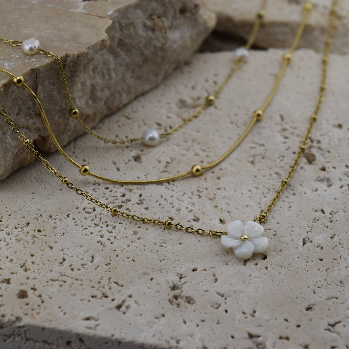 Ivory Sakura Jewelry Set (3) – Tarnish-Free / Waterproof / Hypoallergenic