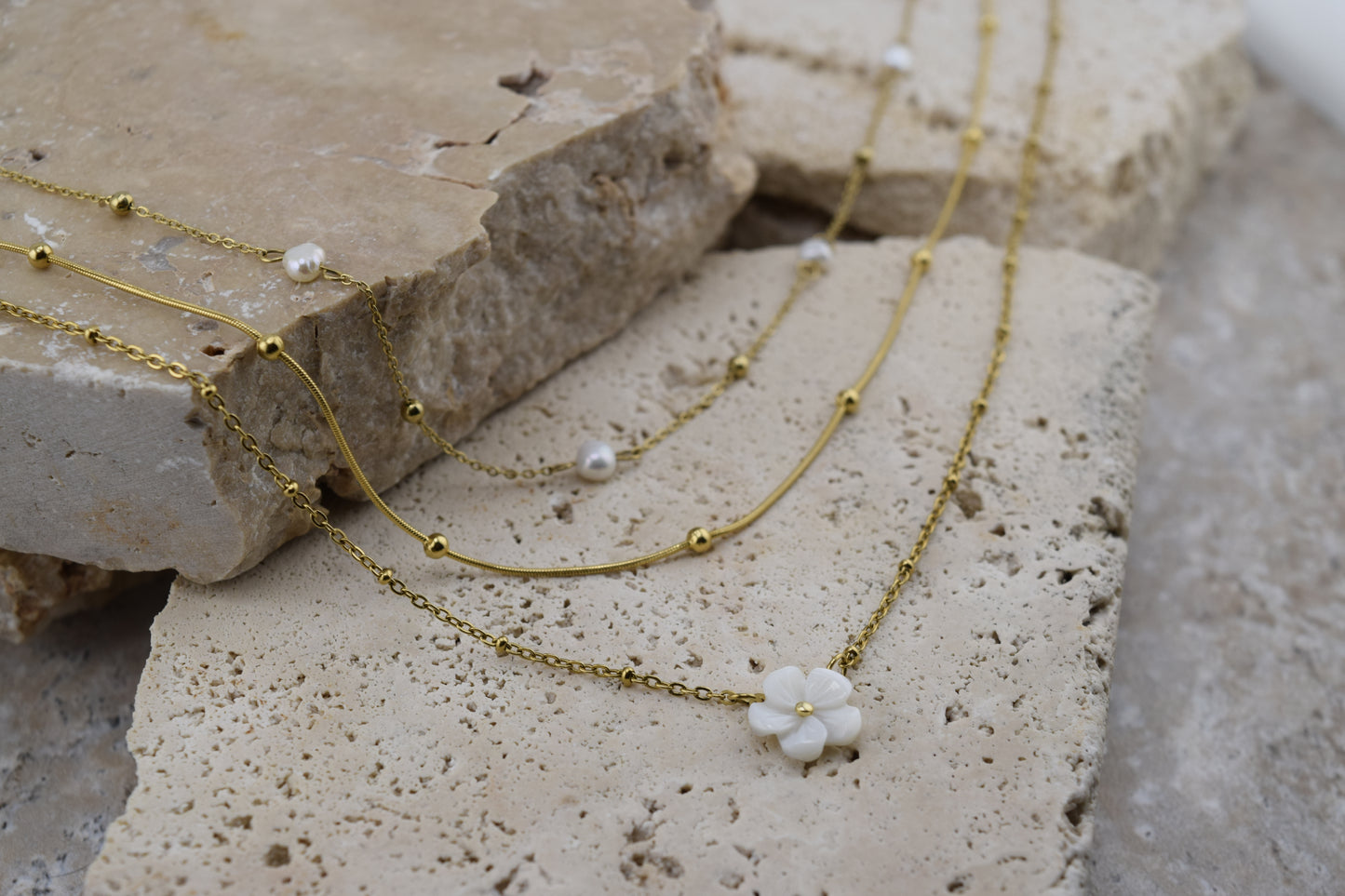 Ivory Sakura Jewelry Set (3) – Tarnish-Free / Waterproof / Hypoallergenic