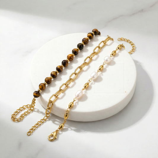 Stella Fine Chain Trio - Waterproof / Tarnish- Free / Hypoallergenic