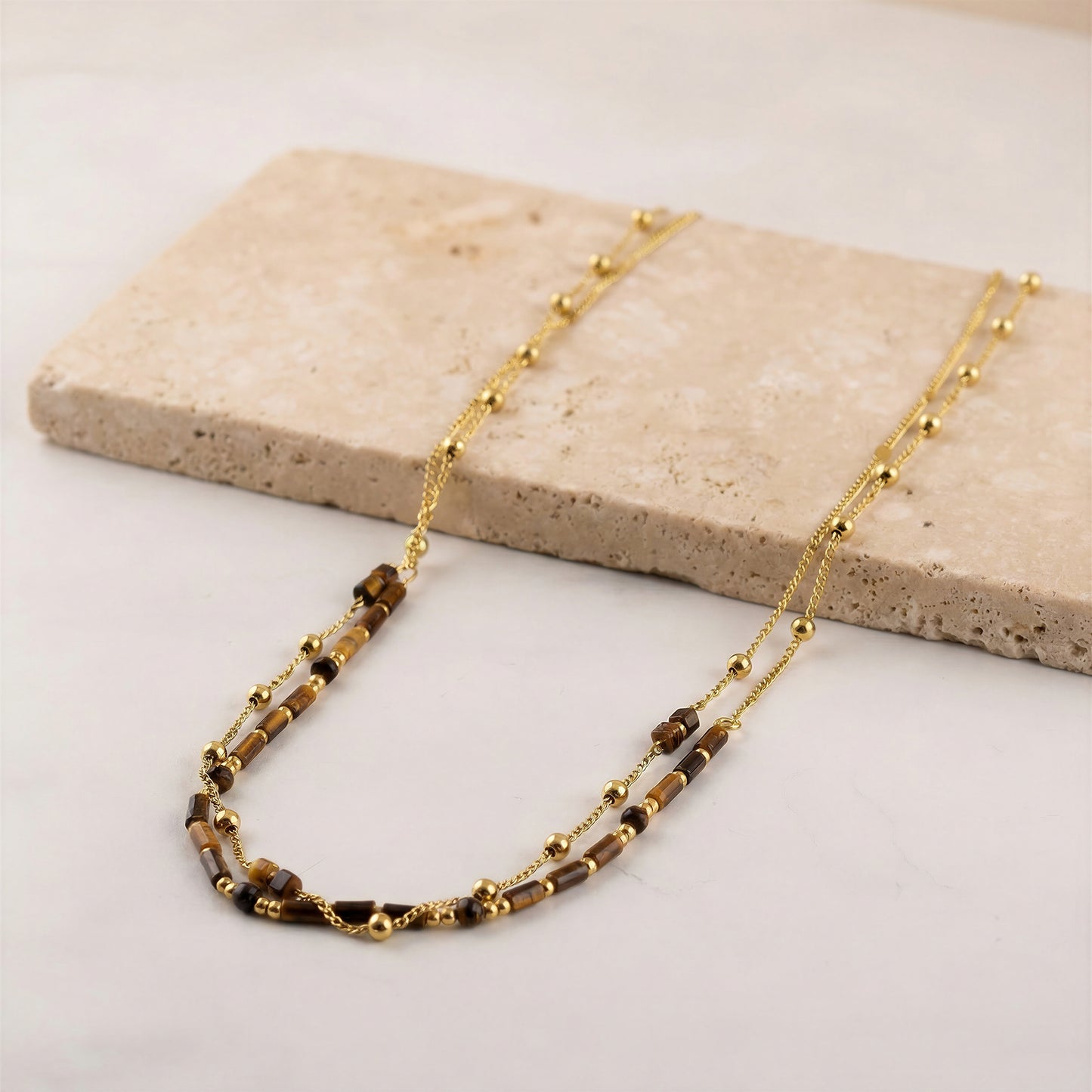 Amber Double Chain - Hypoallergenic / Tarnish-Free / Waterproof