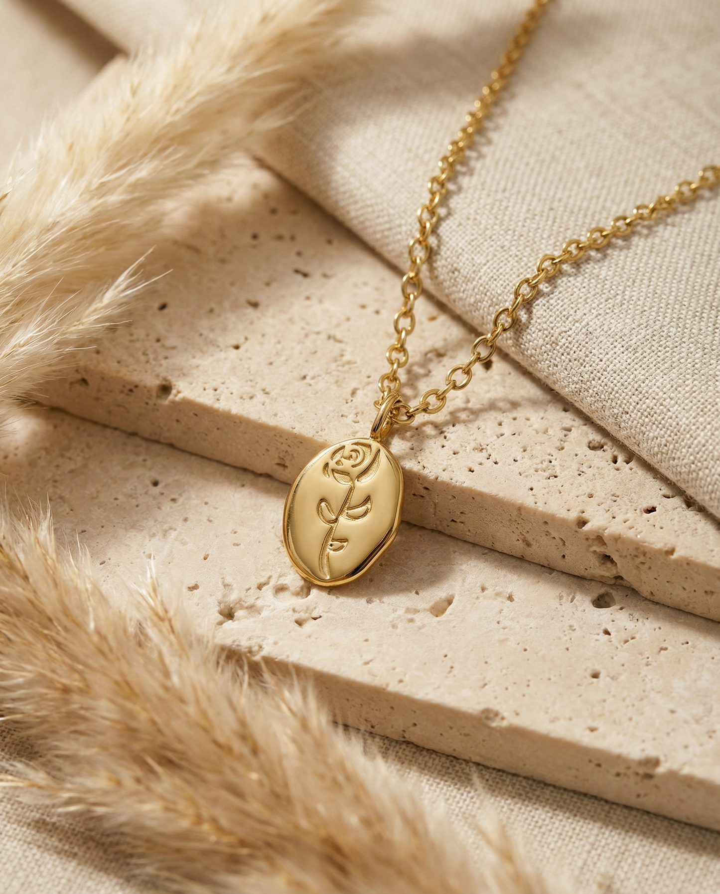 Etched Garden Pendant Necklace – Waterproof /Tarnish-Free / Hypoallergenic