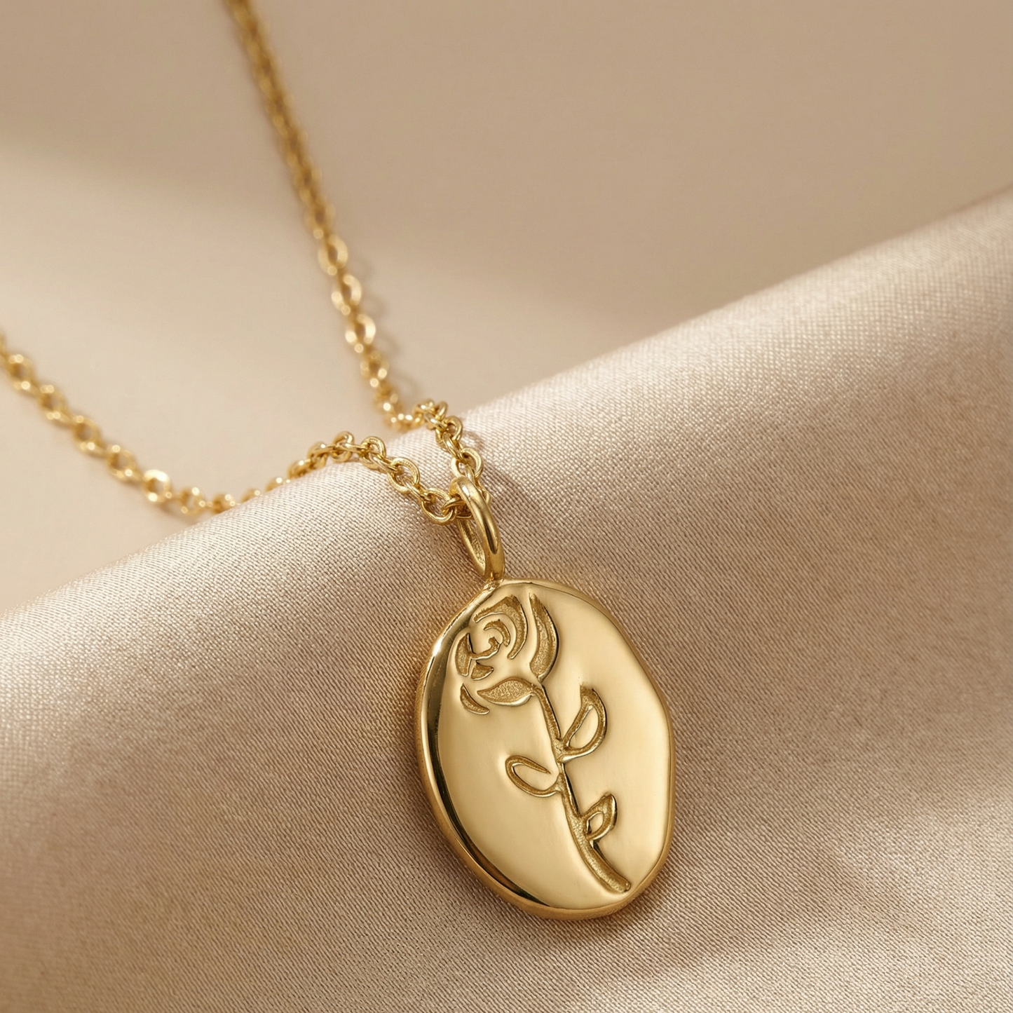 Etched Garden Pendant Necklace – Waterproof /Tarnish-Free / Hypoallergenic