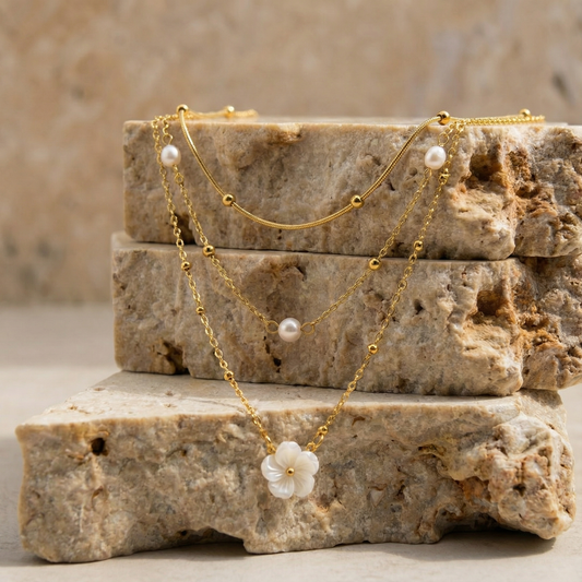 Ivory Sakura Jewelry Set (3) – Tarnish-Free / Waterproof / Hypoallergenic