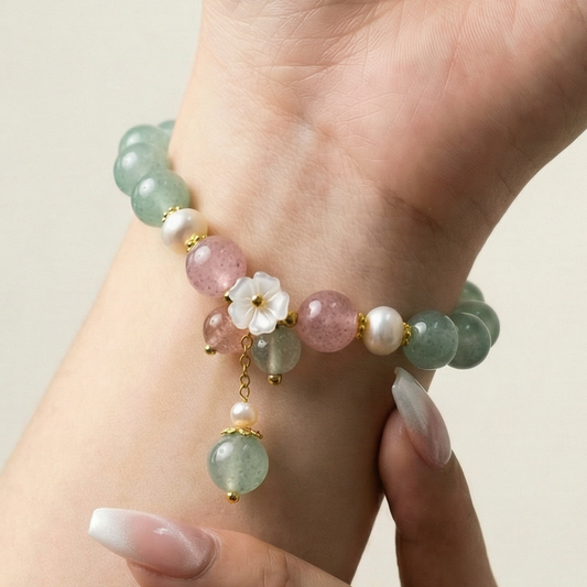 Pink & Aventurine Crystal Bracelet
